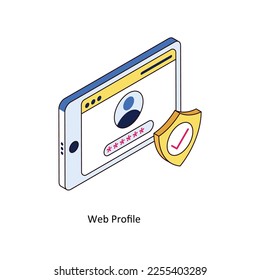 Web Profile Vector Isometric Filled Outline icon for your digital or print projects. stock illustration