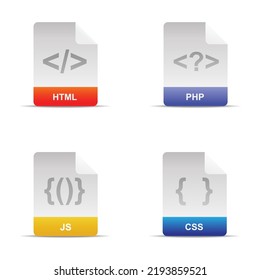 Web programing file formats icon isolated on white background vector illustration.