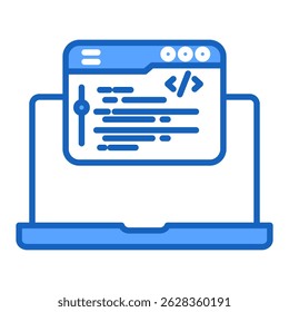 Web programming blue color icon. Simple vector icon design in blue color style. Editable vector format
