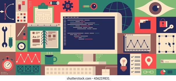 Web programming design flat concept