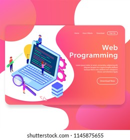 Web Programming Isometric Landing Page Illustration