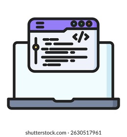Web programming lineal color icon. Simple vector icon design in lineal color style. Editable vector format
