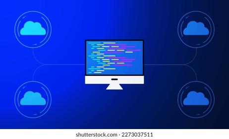 Web programming or software developer concept with clouds icon. Vector illustration.