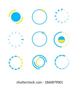 Web progress loader interface icons. Load or upload signs. Simple internet template symbol graphics, vector illustration. Set of loader icons Collection symbols for web isolated on white background
