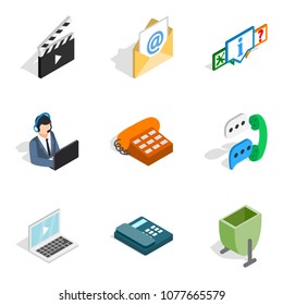 Web project icons set. Isometric set of 9 web project vector icons for web isolated on white background
