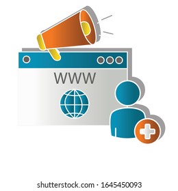 Web promote icon concept on white background. Creative idea design. Flat vector illustration for template, brochure or presentation.
