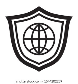 Web protection with globe and shield icon