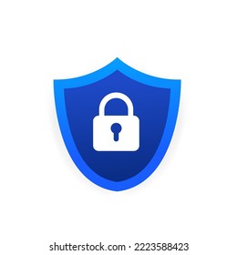 Web protection icon protection, security logos with lock. Safety shield. Vector illustration