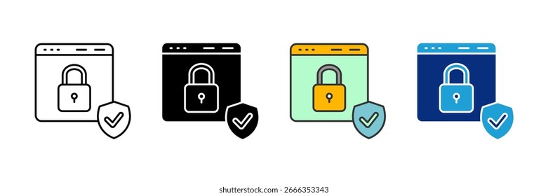 Conjunto de Vários Estilos de Ícones de Proteção da Web