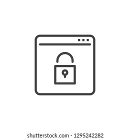 Web Protection line icon. linear style sign for mobile concept and web design. Browser page lock outline vector icon. Internet security symbol, logo illustration. Pixel perfect vector graphics