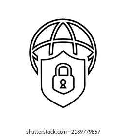 Web protection line icon. Outline vector.