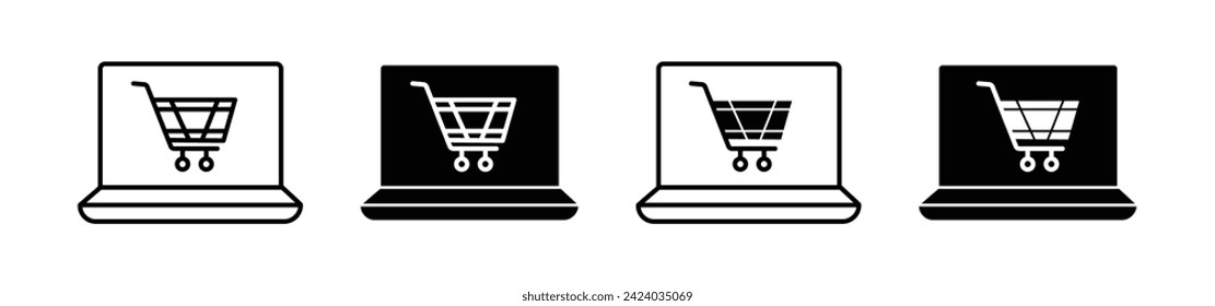 Web Purchase Line Icon. Online shopping icon in black and white color.