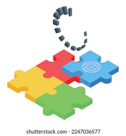Web puzzle icon isometric vector. Lost connection. Internet error