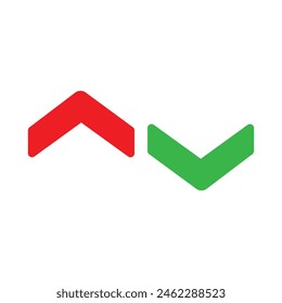 web red arrow up and green down arrow icon on white background. Swipe up-down arrow icon symbol vector in rounded ends style. Vector illustration. Eps file 76.