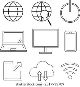 Web related line icon illustration set