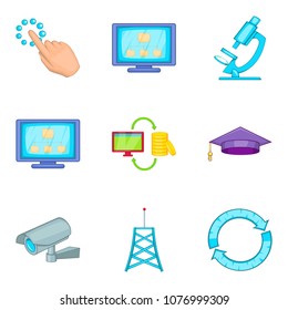 Web repair icons set. Cartoon set of 9 web repair vector icons for web isolated on white background