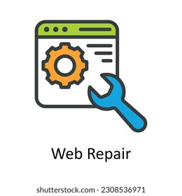 Ilustración de diseño de iconos de contorno de vectores de reparación web. Seo y símbolo web sobre el fondo blanco Archivo EPS 10