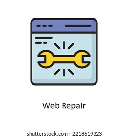 Web Repair  Vector  Filled Outline Icon Design illustration. Cloud Computing Symbol on White background EPS 10 File
