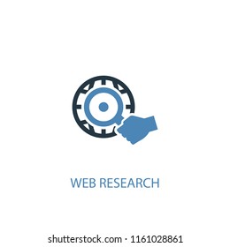 web research concept 2 colored icon. Simple blue element illustration. web research concept symbol design from analytics set. Can be used for web and mobile UI/UX