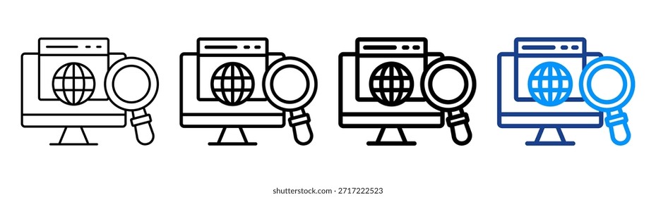 Conjunto de Colección de contorno diferente de ícono de investigación de Web