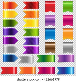 Gran conjunto de cintas Web, aislado en fondo transparente, ilustración vectorial
