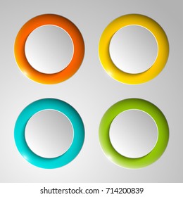 web round button with patch of reflected light for website or app. Isolated bell button sign with border, reflection and shadow on background. Vector button eps10.
