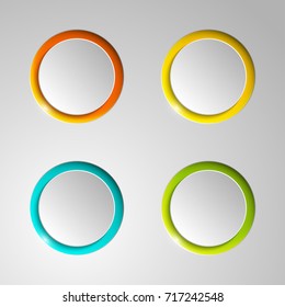 web round button with patch of reflected light for website or app. Isolated bell button sign with border, reflection and shadow on background. Vector button eps10.