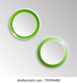 web round button with patch of reflected light for website or app. Isolated bell button sign with border, reflection and shadow on background. Vector button eps10.