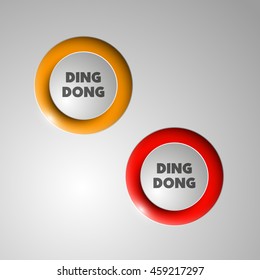 web round button for website or app. Isolated bell sign with border, reflection and shadow on background. Vector eps10.
