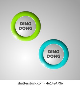 web round button for website or app. Isolated bell sign with border, reflection and shadow on background. Vector eps10.
