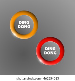 web round button for website or app. Isolated bell sign with border, reflection and shadow on background. Vector eps10.