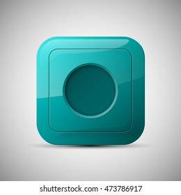 web round button for website or app. Isolated bell sign with border, reflection and shadow on background. Vector eps10.