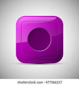 web round button for website or app. Isolated bell sign with border, reflection and shadow on background. Vector eps10.
