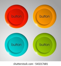 web round button for website or app. Isolated bell sign with border, reflection and shadow on background. Vector eps10.