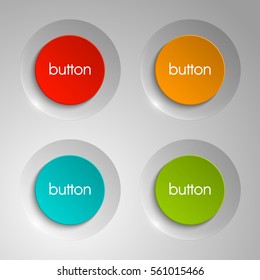 Web Round Button For Website Or App. Isolated Bell Sign With Border, Reflection And Shadow On Background. Vector Eps10.