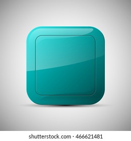 web rounded button for website or app. Isolated bell sign with border, reflection and shadow on background. Vector eps10.