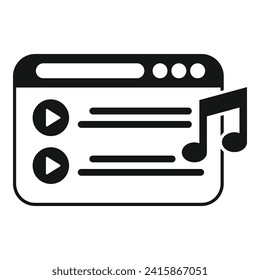 Icono de lista de reproducción de música del ejecutor web vector simple. Deporte digital. Pies de ciudad