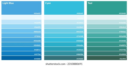 Web safe RGB with Light blue, cyan and teal