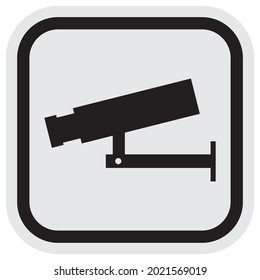 web or safety camera, vector icon, silhouette at gray and black frame