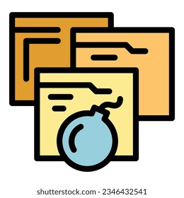 Web safety icon outline vector. Data secure. Firewall privacy color flat