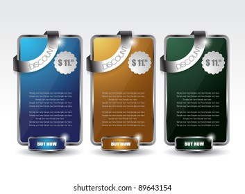 web sale banner in three different color scheme