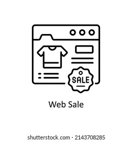 Web Sale vector outline icon for web isolated on white background EPS 10 file