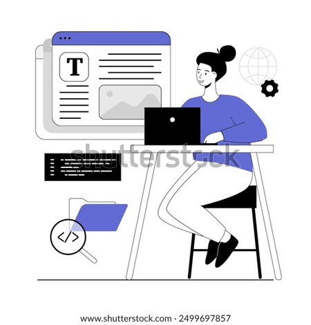 Web scraping concept. Technology for collecting data from web pages. Extracting content and data from websites in different formats. Vector illustration with line people for web design.	
