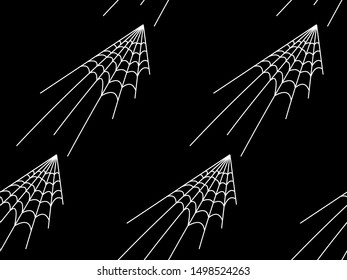 Web seamless vector pattern on white black orange background. Halloween texture.