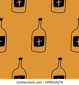 Web seamless vector pattern on white black orange background. Halloween texture.