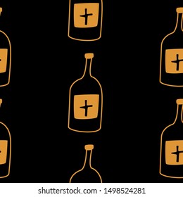 Web seamless vector pattern on white black orange background. Halloween texture.