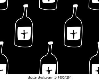 Web seamless vector pattern on white black orange background. Halloween texture.