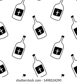 Web seamless vector pattern on white black orange background. Halloween texture.