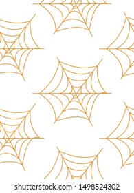 Web seamless vector pattern on white black orange background. Halloween texture.