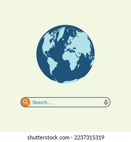 Web search bar earth globe background